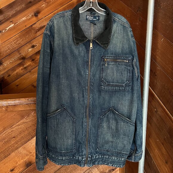 Ralph Lauren Corduroy-Collar Denim Chore Jacket | XLT (Tall) - Picture 1 of 8